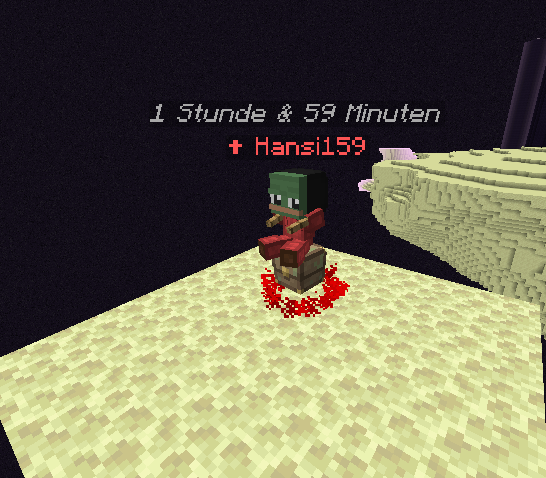 Ein Tod im Void. Die Kiste spawnt auf Höhe 64 auf einer Plattform.