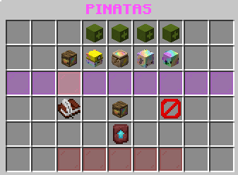 Das '/pinata' Menü mit gekaufter Holzfäller Pinata.