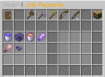Die Job Rezepte des Miners in der Übersicht.